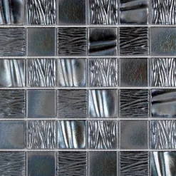 Mosaique de Ceramique 4,7 X 4,7 Cm Noire Relief Vague - vendu par plaque de 30X30 cm -