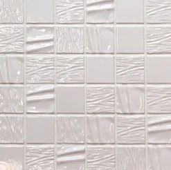 Mosaique de Ceramique 4,7 X 4,7 Cm Blanche Relief Vague - vendu par plaque de 30 X 30 cm -