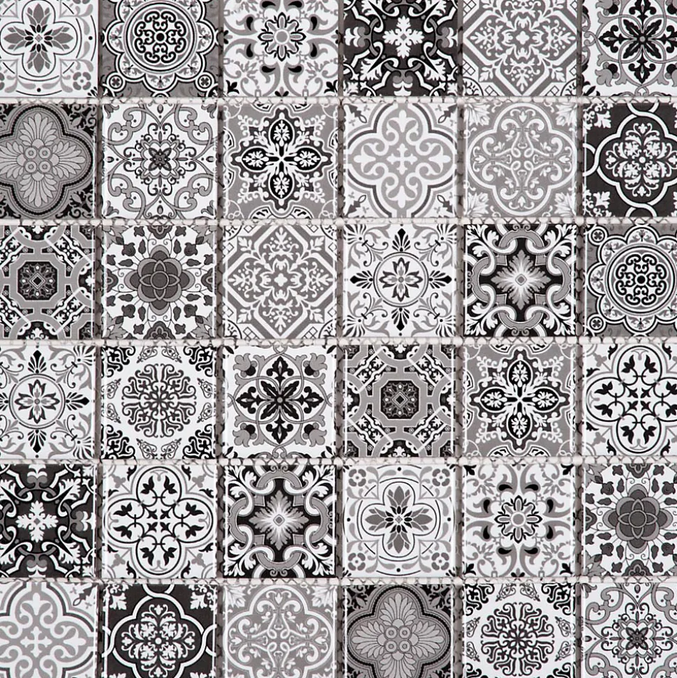 Mosaique de Ceramique 4,8 X4,8 Cm Patchwork Gris - vendu par plaque de 30 X 30 cm -
