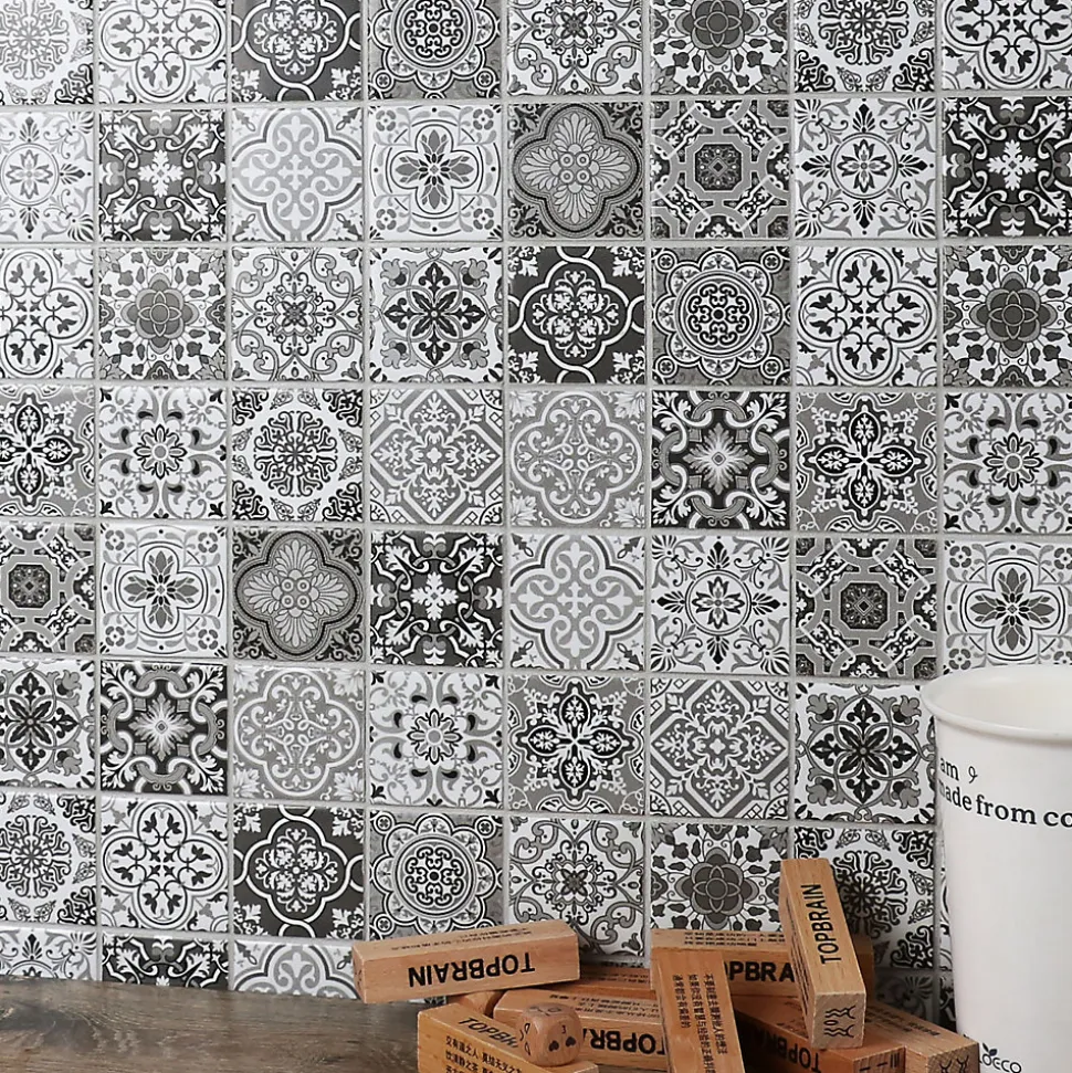 Mosaique de Ceramique 4,8 X4,8 Cm Patchwork Gris - vendu par plaque de 30 X 30 cm -