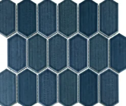 Mosaique de Ceramique Noire Hexagone Long - vendu par plaque de 29,6X25,6 Cm -