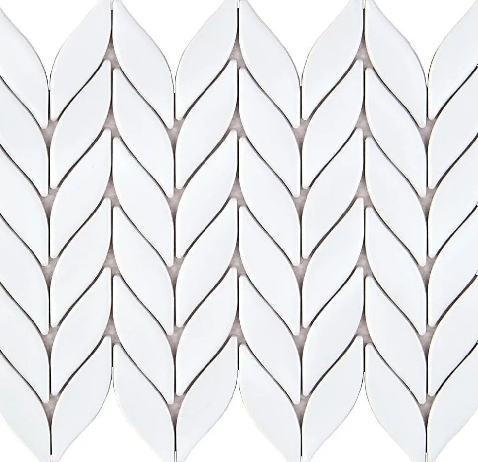 Mosaique de Ceramique Petale Blanche Mat - vendu par plaque de 33.5X27.6 cm -