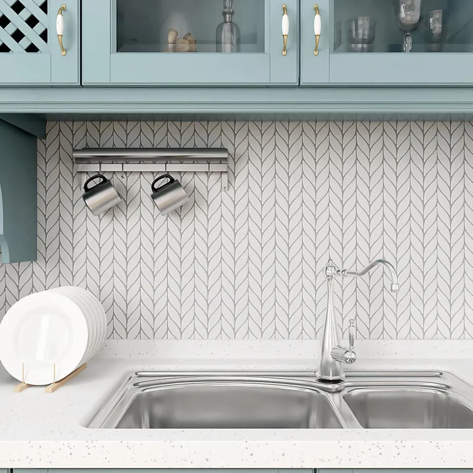 Mosaique de Ceramique Petale Blanche Mat - vendu par plaque de 33.5X27.6 cm -