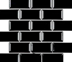 Mosaique de ceramique Petit carreau Metro Noir 4,5X9,5 cm - vendu par plaque de 29,1X29,6 cm -