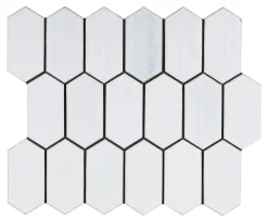 Mosaique de céramique Hexagone Long Blanc - vendu par plaque de 29,6X25,6 Cm -