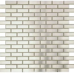 Mosaique de metal Brique Argent Mat 1.5X4.8 cm - vendu par plaque de 30X30 cm -