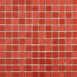Mosaique de verre 2.3X2.3 Cm Ondulee Rouge - vendu par plaque de 30X30 Cm -