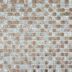 Mosaique de Verre Blanc et Verre Chrome 1.5 X 1.5 Cm - vendu par plaque de 30X30 Cm -