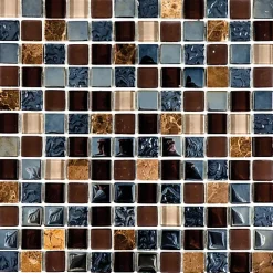 Mosaique de Verre et Marbre Marron 2.3 X 2.3 cm - vendu par plaque de 30 X 30 cm -