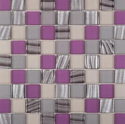Mosaique de Verre mix Rose 3,1X3,1 cm - vendu par plaque de 30X30 cm -