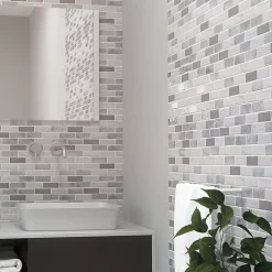 Mosaique de verre Recyclé en Barrettes 9.8X3.1 cm Marron/Gris/Beige Mat/Brillant - vendu par plaque de 26.4X30 cm -