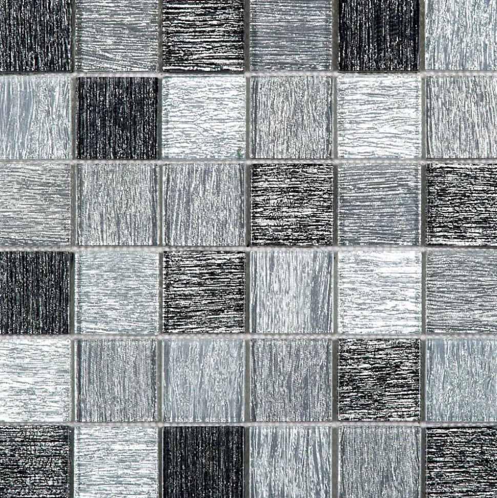 Mosaique de Verre 4.8X4.8 Gris - vendu par plaque de 30X30 cm -