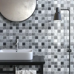 Mosaique de Verre 4.8X4.8 Gris - vendu par plaque de 30X30 cm -