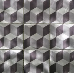 Mosaique 10X10 Alu Brosse Gris - vendu par plaque de 30 X 30 cm -