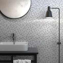 Mosaïque d'aluminium Brosse Mix Gris - 1.5X1.5 cm - vendu par plaque de 30 X 30 cm -