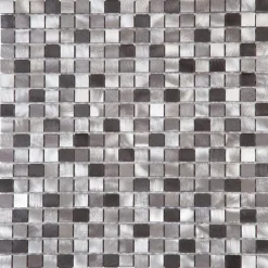 Mosaïque d'aluminium Brosse Mix Gris - 1.5X1.5 cm - vendu par plaque de 30 X 30 cm -