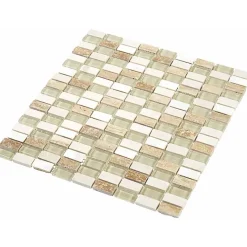 Mosaïque Pierre / Verre - Beige - 1.5 x 3 cm