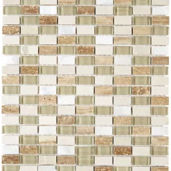 Mosaïque Pierre / Verre - Beige - 1.5 x 3 cm