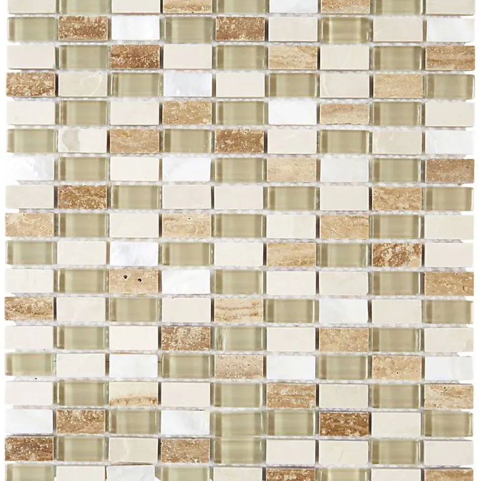 Mosaïque Pierre / Verre - Beige - 1.5 x 3 cm