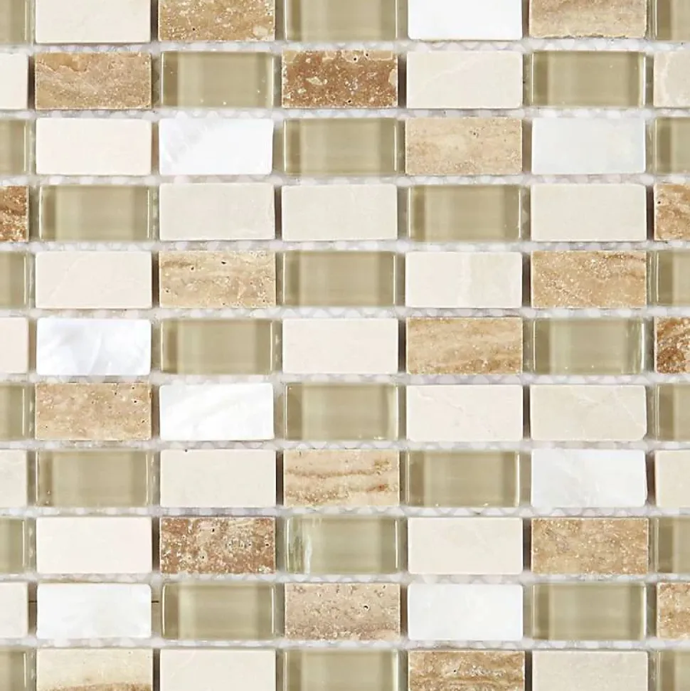 Mosaïque Pierre / Verre - Beige - 1.5 x 3 cm