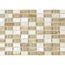 Mosaïque Pierre / Verre - Beige - 1.5 x 3 cm