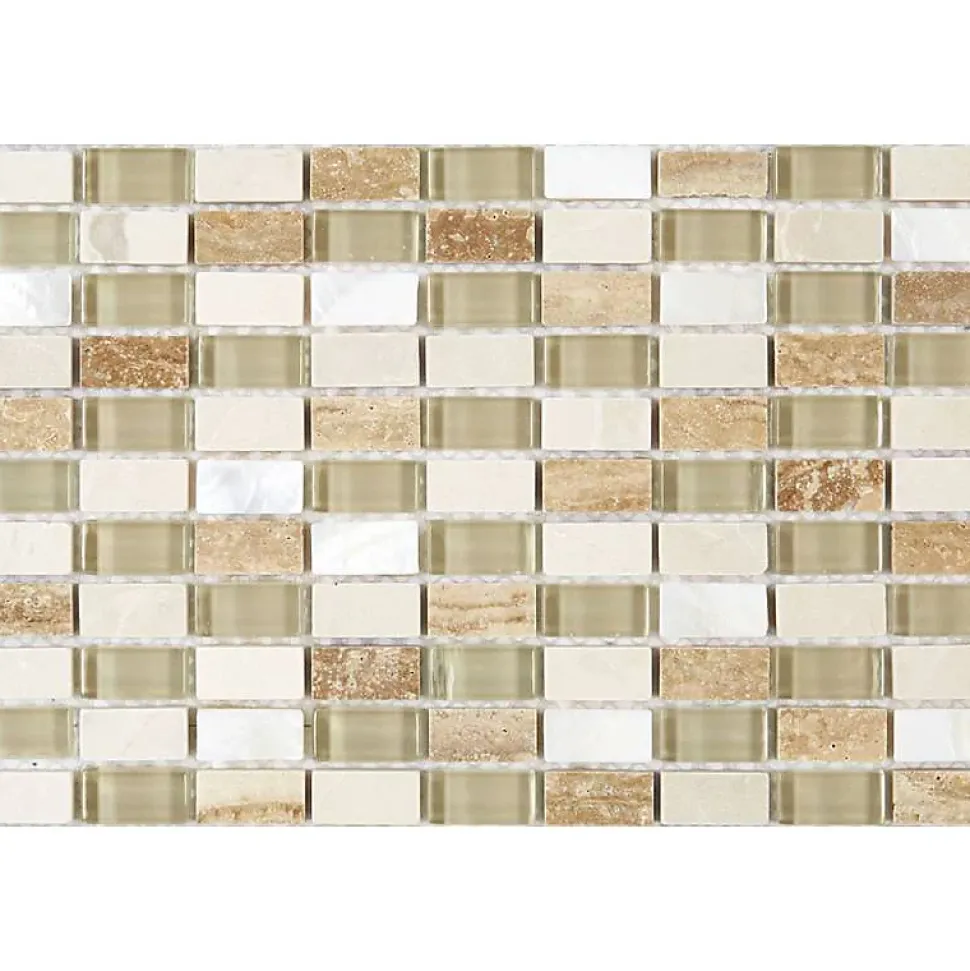 Mosaïque Pierre / Verre - Beige - 1.5 x 3 cm
