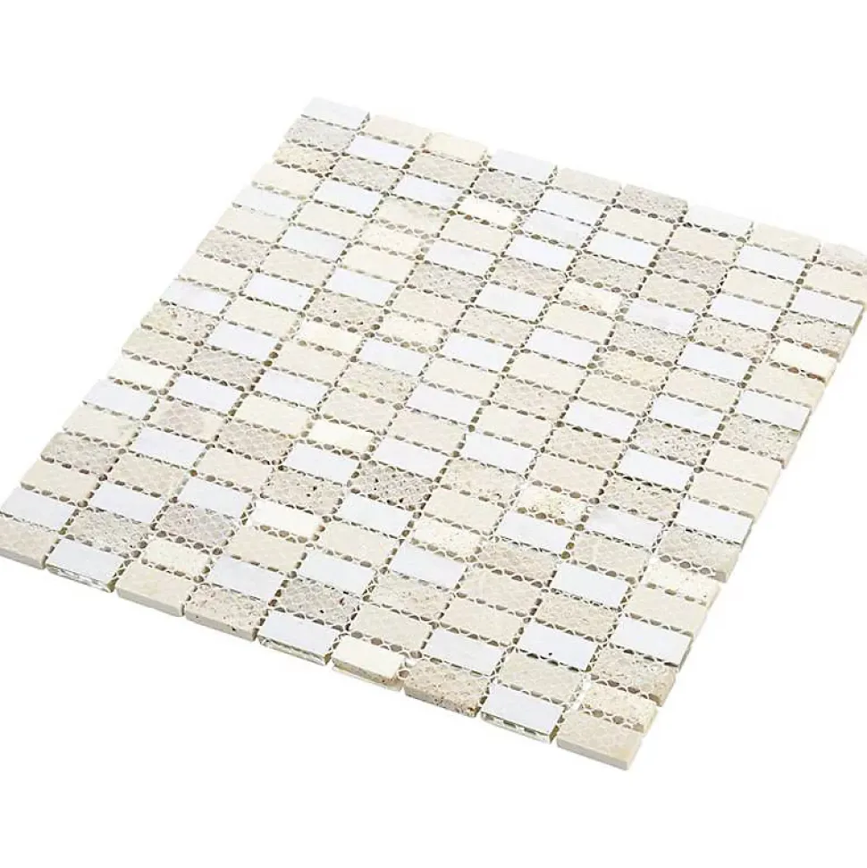 Mosaïque Pierre / Verre - Beige - 1.5 x 3 cm