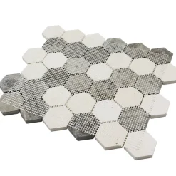 Mosaïque Travertin - Mix Gris - Hexagones