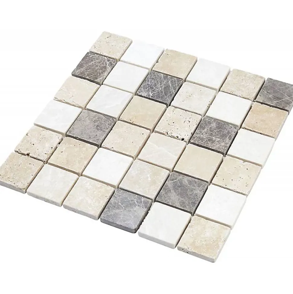 Mosaïque Travertin - Mix Gris - 4.8 x 4.8 cm