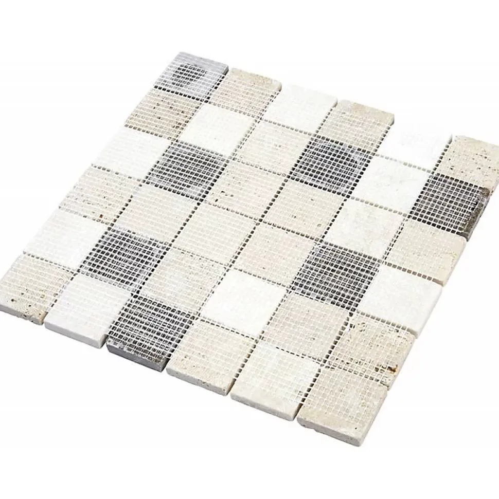 Mosaïque Travertin - Mix Gris - 4.8 x 4.8 cm