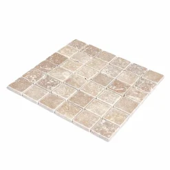Mosaïque travertin Noce 4,8x4,8 - plaque de 30x30 cm - 1cm épaisseur