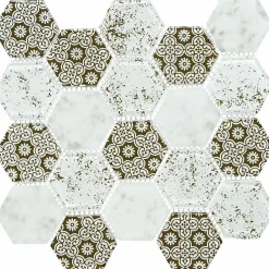 Mosaïque Verre - Mix Brown Déco - Hexagones