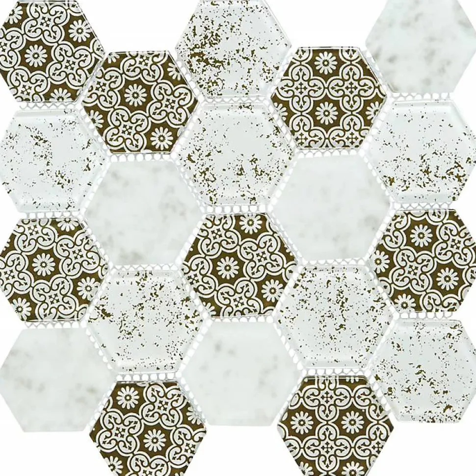 Mosaïque Verre - Mix Brown Déco - Hexagones