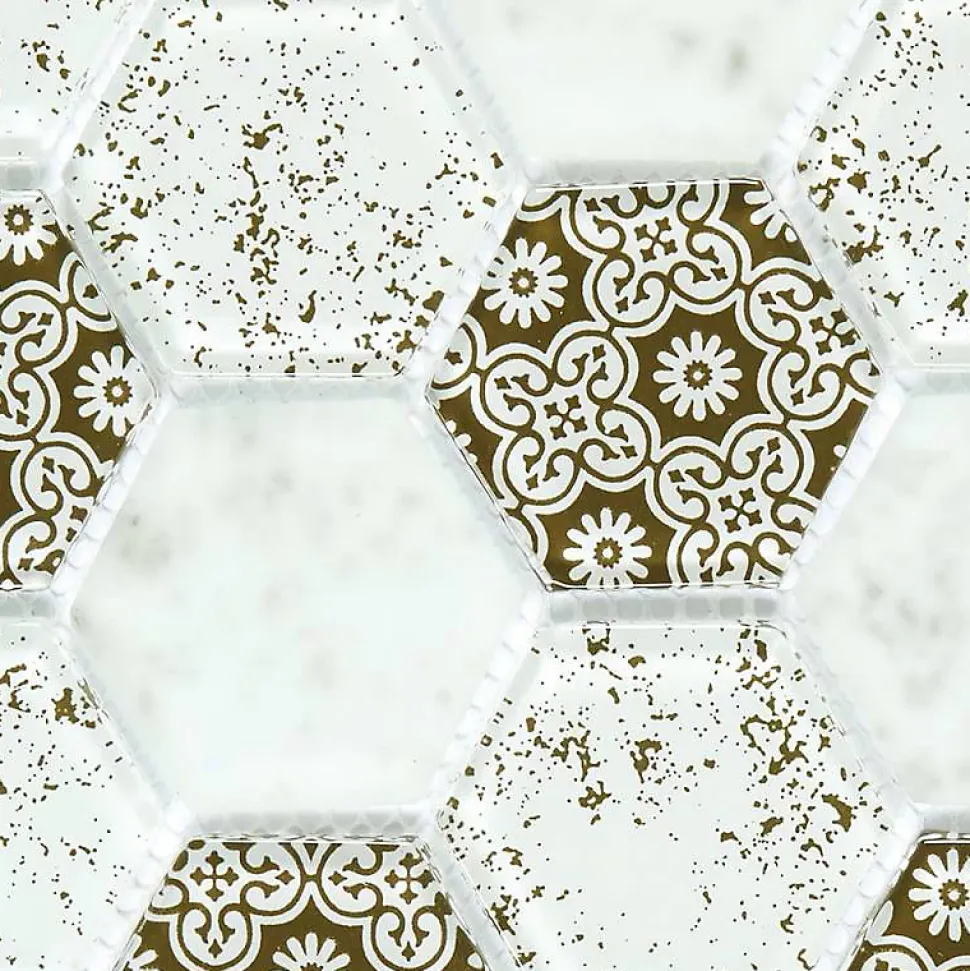 Mosaïque Verre - Mix Brown Déco - Hexagones