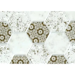 Mosaïque Verre - Mix Brown Déco - Hexagones