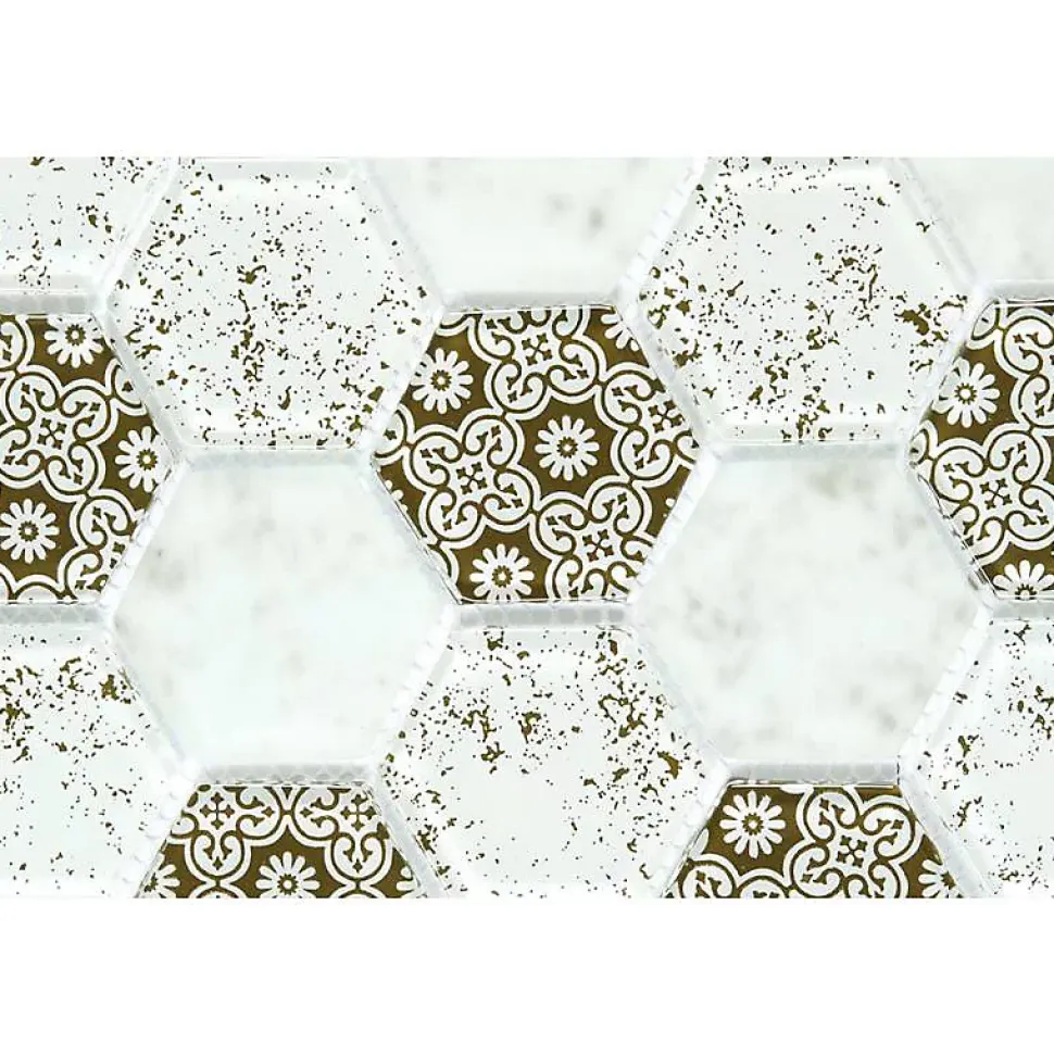Mosaïque Verre - Mix Brown Déco - Hexagones