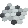 Mosaïque Verre - Mix Gris - Hexagones