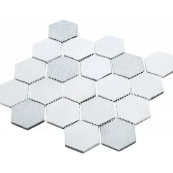 Mosaïque Verre - Mix Gris - Hexagones