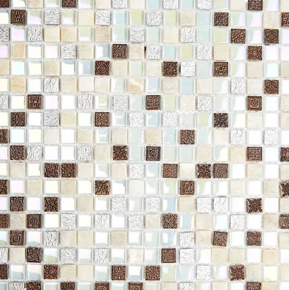Mosaïque Verre / Pierre - Nacre - 1.5 x 1.5 cm
