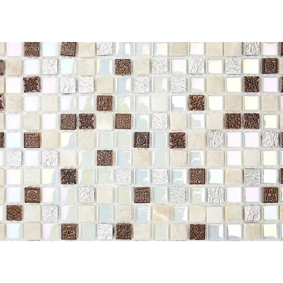 Mosaïque Verre / Pierre - Nacre - 1.5 x 1.5 cm
