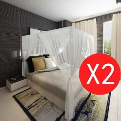 Moustiquaire de lit carré 3 ouvertures 2 pcs vidaXL