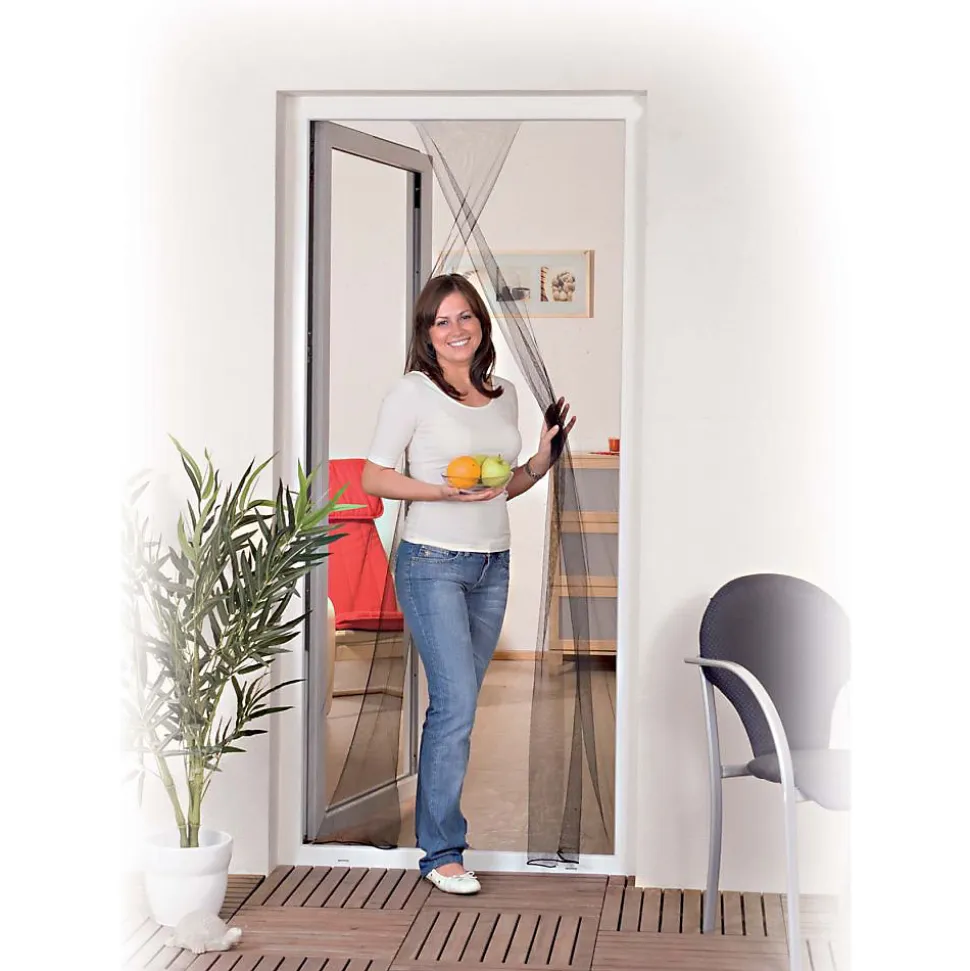 Moustiquaire porte anthracite 18g/m² bande autoagrippante 7,5 mm