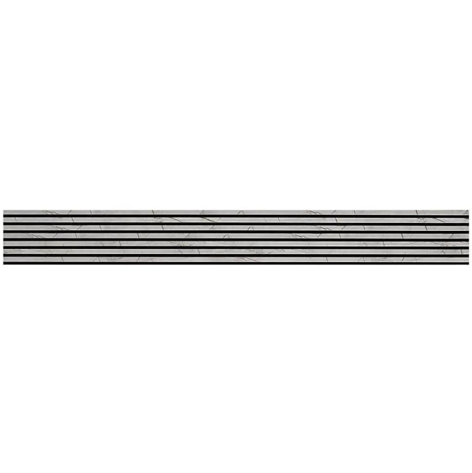 Mur TV - Lot de 5 Panneaux tasseaux bois 250 x 30 x 1,9 cm - décor marbre gris/feutrine noir - 3,75m²