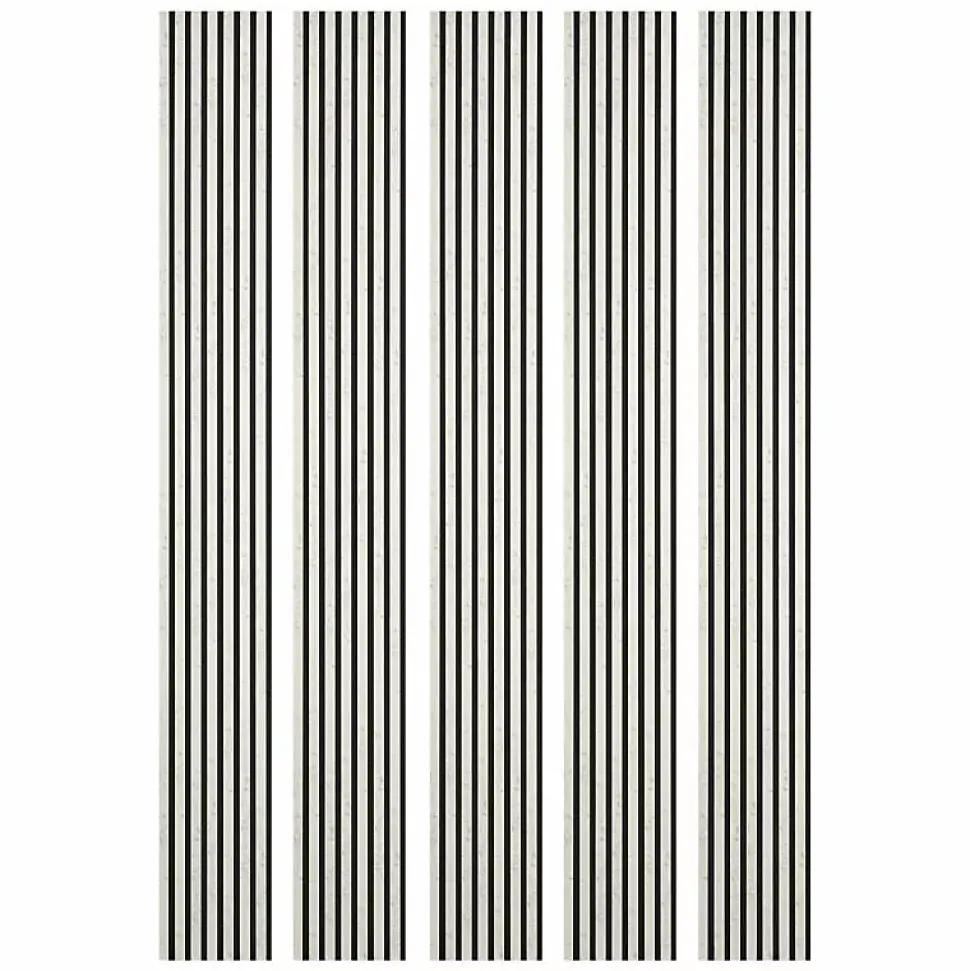 Mur TV - Lot de 5 Panneaux tasseaux bois 250 x 30 x 1,9 cm - décor marbre blanc/feutrine noir - 3,75m²