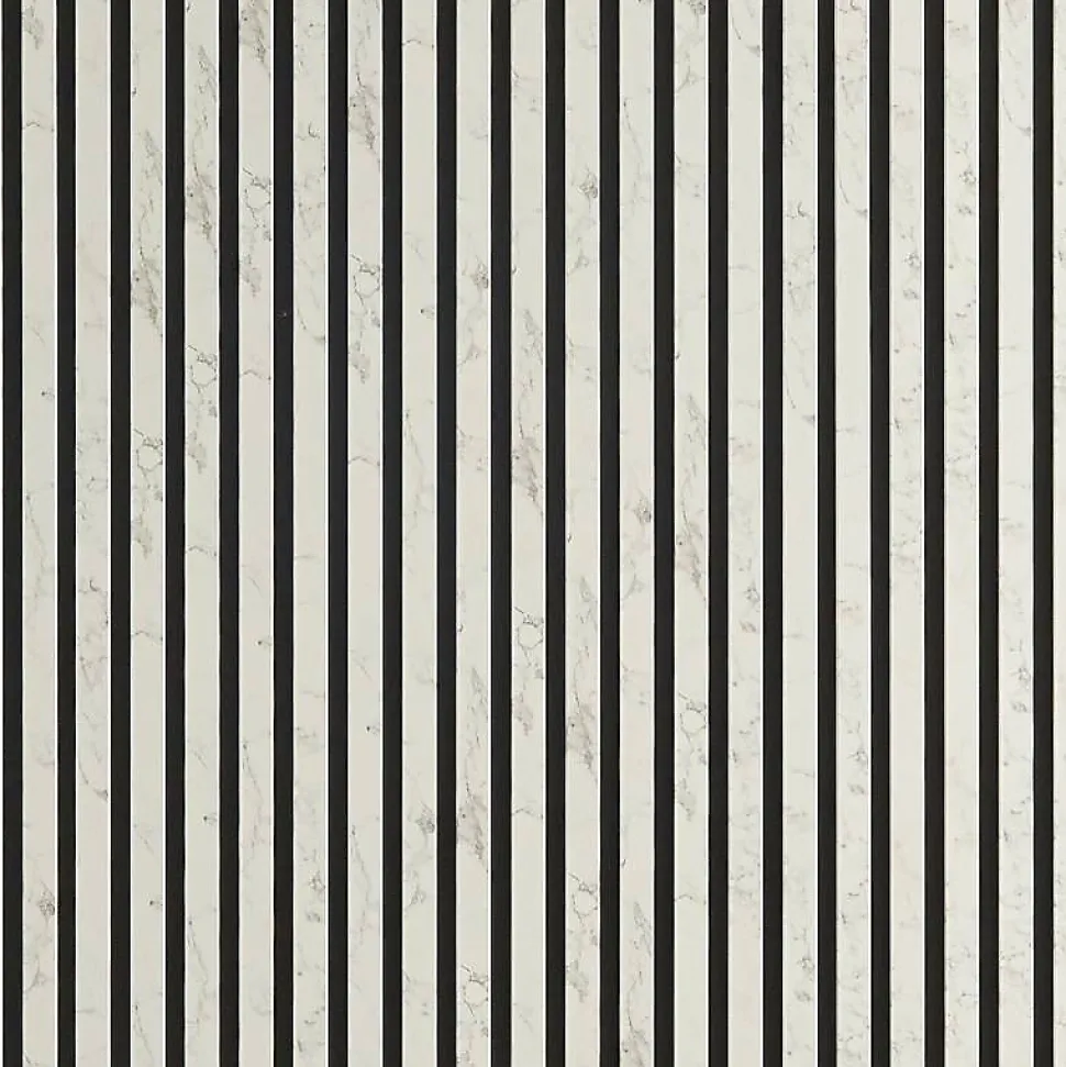 Mur TV - Lot de 5 Panneaux tasseaux bois 250 x 30 x 1,9 cm - décor marbre blanc/feutrine noir - 3,75m²