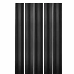 Mur TV - Lot de 5 Panneaux tasseaux bois 250 x 30 x 1,9 cm - Lamelles placage noir fond noir - 3,75m²
