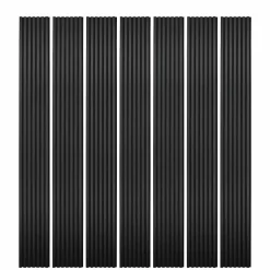 Mur TV - Lot de 7 Panneaux tasseaux bois 250 x 30 x 1,9 cm - Lamelles placage noir fond noir - 5,25m²