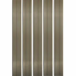 Mur TV - Lot de 5 Panneaux tasseaux bois 250 x 30 x 1,9 cm - gold/feutrine noir - 3,75m²
