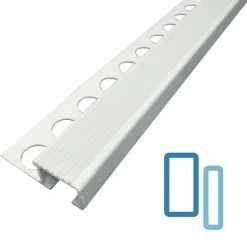 Nez de Marche Escalier 10 mm Argent Mat Antiderapante EXT/INT pour carrelage L 2,5m Finition Argent Mat.
