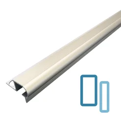 Nez de Marche Escalier Arrondi Argent Mat 10 mm Antiderapante EXT/INT pour carrelage. L 2,5m.